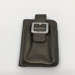 Brighton Metallic Olive Green Patent Leather Phone Wallet Card Case
